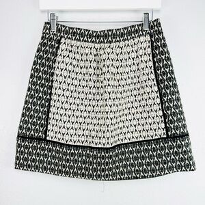 J Crew Black & White Geometric Pattern Eyelet Skirt